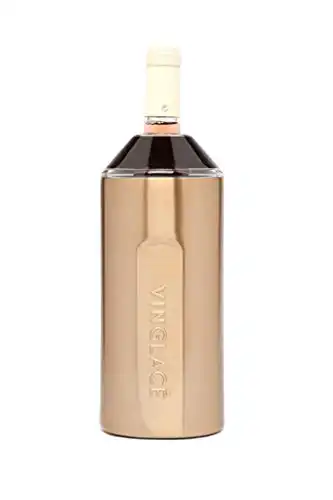 Vinglacé Wine Bottle Chiller- Portable Champagne Insulator- Stainless Steel Wine Cooler Sleeve, Copper