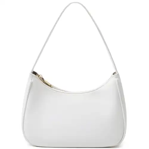 CYHTWSDJ Shoulder Bags for Women, Cute Hobo Tote Handbag Mini Clutch Purse with Zipper Closure (white)