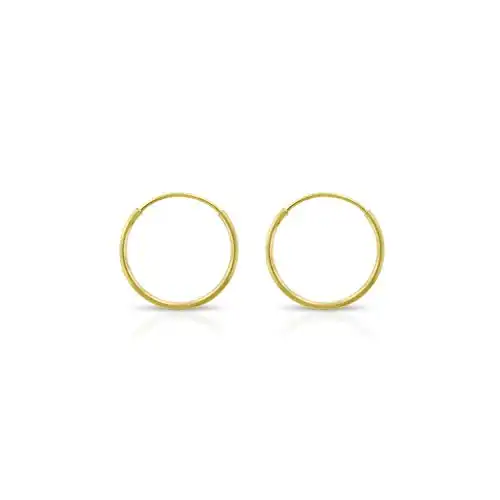 14k Solid Gold Endless Hoop Earrings Sizes 10mm - 20mm, Thin Cartilage, Helix Earring, Nose Hoop, Tragus Earring, 100% Real 14k Gold (10mm)