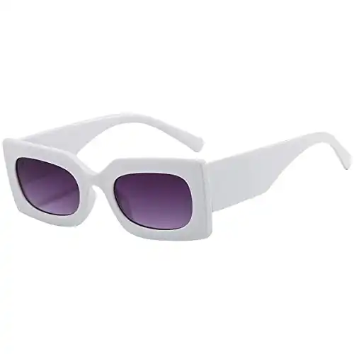 Dollger Retro Rectangle Sunglasses Women Men Sunglasses Trendy 90’s Vintage Shades Unisex Square Thick Frame Glasses UV Protection Black