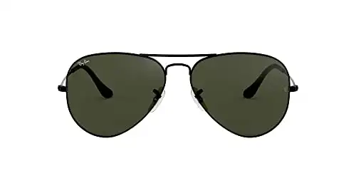Ray-Ban RB3025 Classic Aviator Sunglasses, Black/G-15 Green, 58 mm