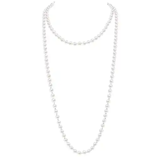Flapper Pearls 1920s Faux Pearls Pendants Long Fake Pearls Necklace 58"(1piece) for Women Jewelry