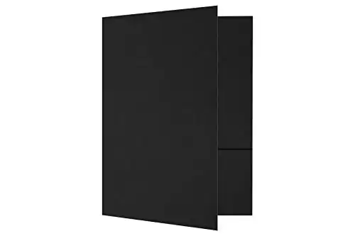 LUXPaper 9" x 12" Presentation Folders | Two Pocket | Black Linen | 100lb. Cover | 50 Qty