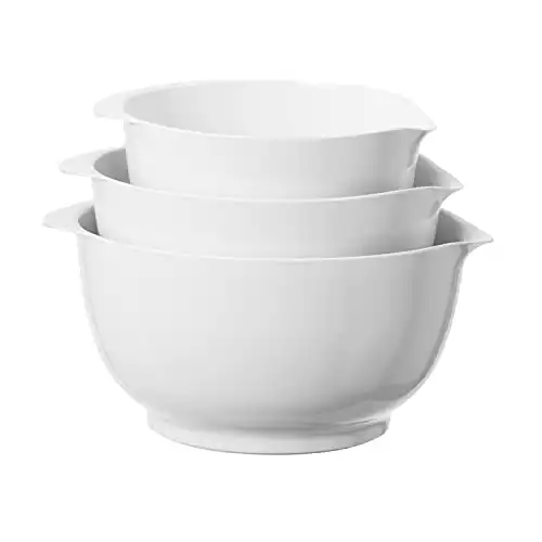 Oggi Melamine Mixing Bowls w/Pour Spout - 3 pc Set, White