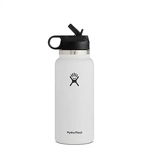 Hydro Flask 32 oz Wide Mouth Straw Lid White
