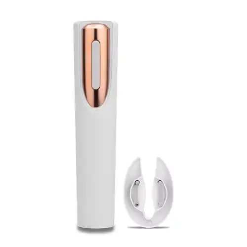 Vin Fresco Battery Operated Electric Wine Opener - Includes Stand with Built-in Foil Cutter - Electric Corkscrew Wine Opener - Great Gift for Wine Lovers (White and Rose Gold)