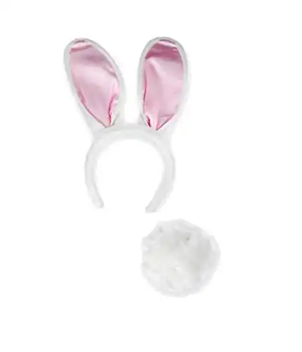 Jacobson Hat Company Women's Bunny Ears Headband with Tail, White, Adult