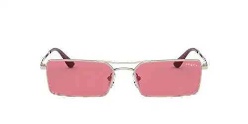 Vogue Eyewear Women's VO4106SM Rectangular Sunglasses, Pale Gold/Pink, 55 mm