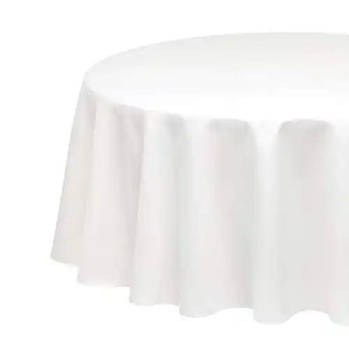 Amazon Basics Round Washable Polyester Fabric Tablecloth - Round 70", White, Pack of 4