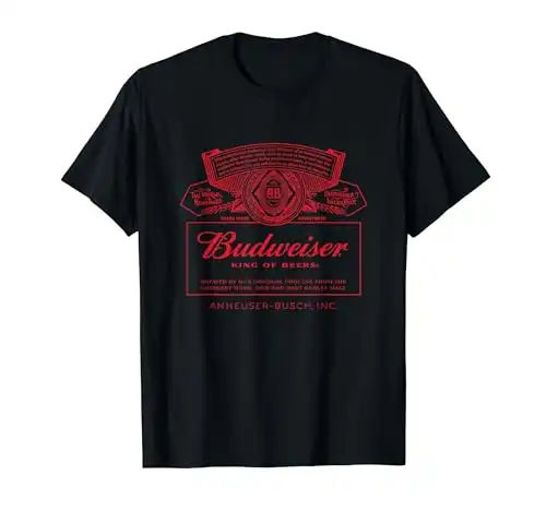 Budweiser mens Classic Budweiser Can Label T Shirt, Black, Small US