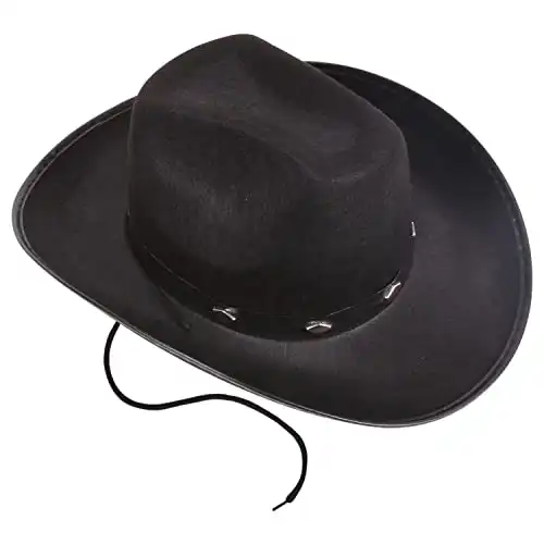 Kangaroo - Black Cowboy Hat for Women & Men with Pull-on Closure, Western Felt Hats - Costume Party, Halloween, Cosplay, Roleplay, Country-style Fashion Accessory
