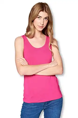 Solid Extra Soft Viscose Made from Bamboo Sleeveless Tank Top Undershirt for Women- Made in USA (Small, Hotpink)