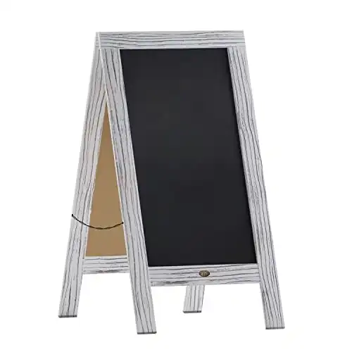 Rustic Vintage Wooden Whitewashed Magnetic A-Frame Chalkboard/Sidewalk Chalkboard Sign/Large 40" x 20" Sturdy Sandwich Board/A Frame Restaurant Message Board Display (Classic)