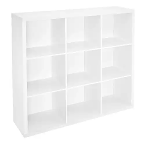 ClosetMaid 9 Cube Storage Shelf Organizer Bookshelf with Back Panel, Easy Assembly, Wood, White Finish