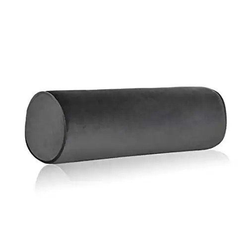 Tinbolunce Memory Foam Roll Pillow for Knee/Leg/Neck - Full Moon Bolster/Round Cylinder Pillow for Sleeping on Side or Back - Removable Cooling Cover Length 18" x 6" Diameter (Dark Gray )