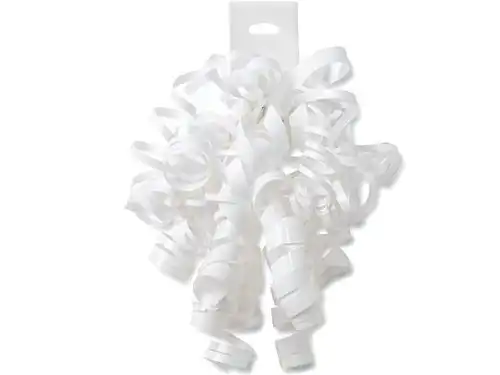 AOLDHYY e (12) Pure White Curly Bows - Dazzling Glossy Gift Bows Elegant Bouncy Easy Garden Sculpture Outdoor Decoration
