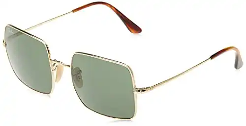 Ray-Ban Women's RB1971 Square Sunglasses, Gold/G-15 Green, 54 mm