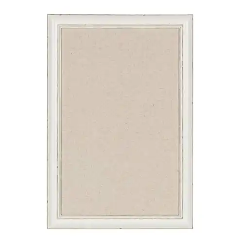 DesignOvation Macon Framed Linen Fabric Pinboard, 18x27, Soft White