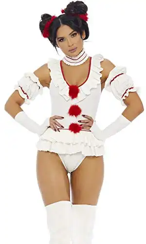 Forplay Women's Let's Play a Game Sexy Movie Clown Character Costume Adult Costume, white, S/M