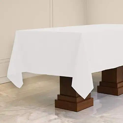 Kadut Rectangle Tablecloth (60 x 102 Inch) White Rectangular Cloth for 6 Foot Table | Heavy Duty Fabric | Stain Proof Cloth for Parties, Weddings, Kitchen, Wrinkle-Resistant Cover