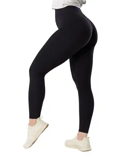 Kamo Fitness Serenity 25" No Front Seam 7/8 Leggings High Waisted Yoga Pants for Women, Soft Workout Pants Compression Leggings with Tummy Control (Black, S)