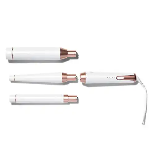 T3 - Whirl Trio Interchangeable Styling Wand | Three Custom Blend Ceramic Barrel Professional Wand Set for Endless Possibilities | Tapered, 1 Inch and 1.5 Inch Barrels, (White/Rose Gold)