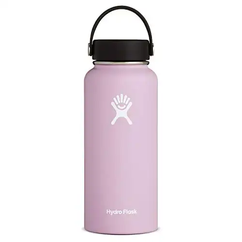 Hydro Flask Water Bottle - Stainless Steel & Vacuum Insulated - Wide Mouth with Leak Proof Flex Cap - 32 oz, Lilac