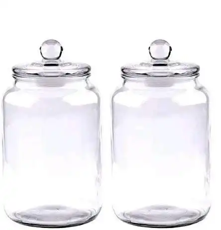 Glass Jars 100 oz,Candy Jar with Lid For Household,Food Grade Clear Jars (2 Pack)