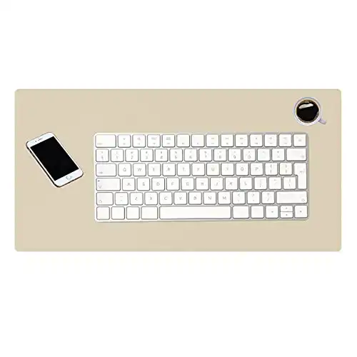 KINGFOM Desk Pad Office Desktop Protector, PU Leather Desk Mat Blotters Organizer with Comfortable Writing Surface (23.6" x 11.8", Beige)
