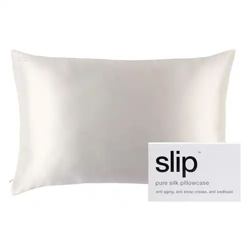 Slip Queen Silk Pillow Cases – 100% Pure 22 Momme Mulberry Silk Pillowcase for Hair and Skin – Queen Size Standard Pillow Case – Anti-Aging, Anti-BedHead, Anti-Sleep Crease, White (2...