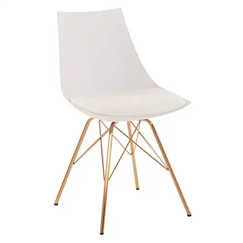 OSP Home Furnishings Oakley Mid-Century Modern Bucket Chair, Faux Leather,White