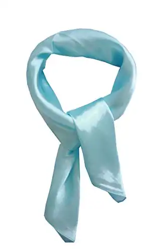 Silk square scarf pure color head scarf blend neckerchief (Sky blue)