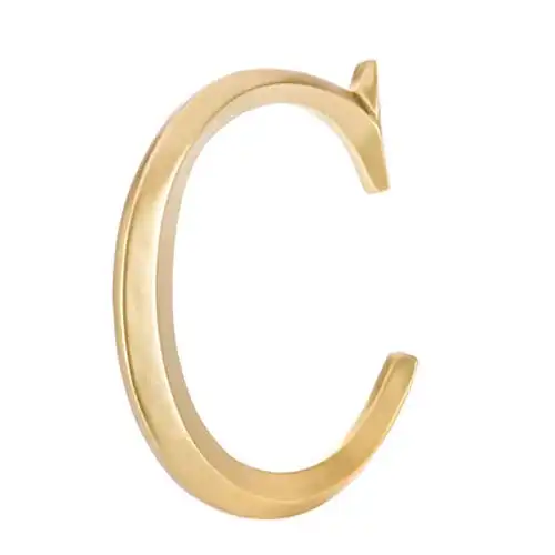 Elegant Resin Made Golden Letter "C" Wall Decoration for Home Bedroom Offices Living Room, L: 12.13 inches x W: 9.88 inches x Thickness: 1.13 inches