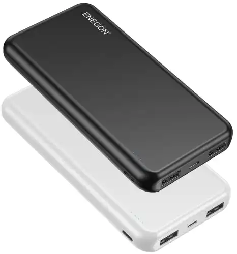 ENEGON 2-Pack Portable Charger Power Bank 10000mAh, The Phone Charger Battery with USB C Input and Dual USB Output for iPhone 14, iPad, Galaxy S22, Pixel, Tablets and etc