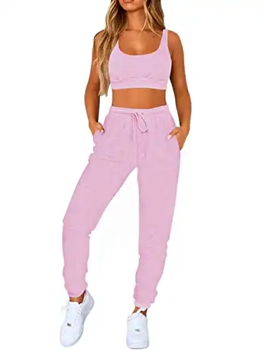 ANRABESS Women Sweatsuits Bra and Sweatpants Set 2 Pieces Jogger Tracksuit With Pocket A379-danzise-XL