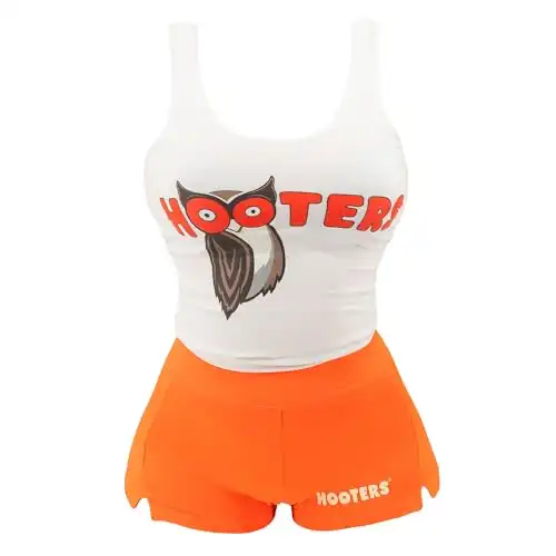 Ripple Junction Hooters Girl Classic Waitress Role Play Costume Uniform Outfit w/Tank Top Shorts Adult Women's XL Orange White