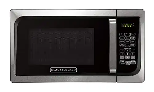 Black+Decker, Stainless Steel EM925AJK-P1 0.9-Cu. Ft. Pull Handle Microwave