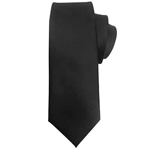 Murong Jun Men's Ties Solid Color Pure Polyester Plain Necktie Black Ties For Men