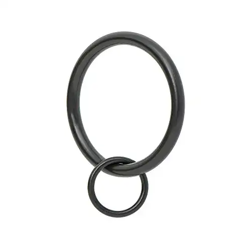 Ivilon Drapery Eyelet Curtain Rings - 1.7" Ring Loop for Hook Pins, Set of 14 - Black