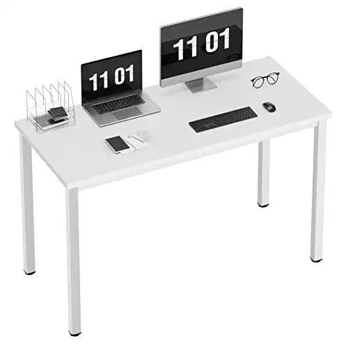 Need Computer Desk, 47 inch Home Office Desk, Modern Simple Style Home Office Gaming Desk, Basic Writing Table for Study Student, White