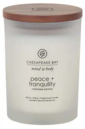 Chesapeake Bay Candle Scented Candle, Peace + Tranquility (Cashmere Jasmine), Medium Jar, Home Décor