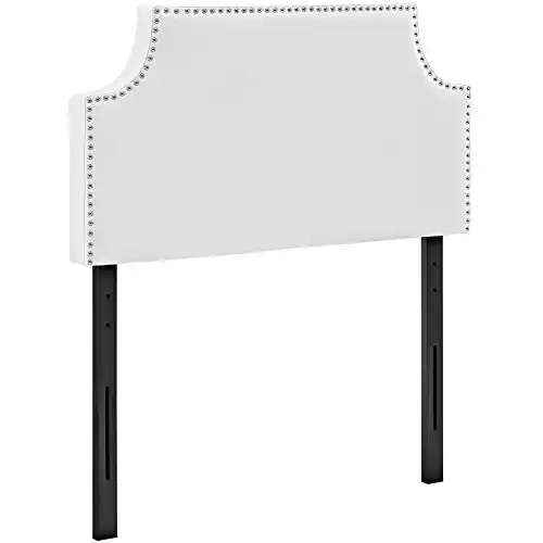 Modway Laura Vegan Leather Upholstered Twin Size Headboard with Nailhead Trim in White
