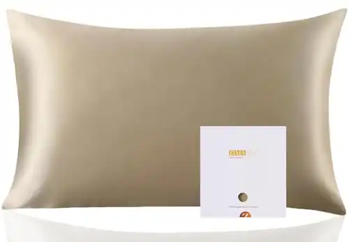 ZIMASILK 100% Mulberry Silk Pillowcase for Hair and Skin Health,Soft and Smooth,Both Sides Premium Grade 6A Silk,600 Thread Count,with Hidden Zipper,1pc (Queen 20''x30'',Taupe)
