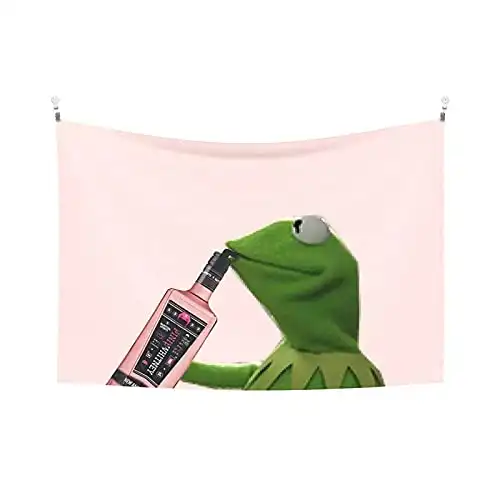 Shenghengyu Kermit Sipping Pink Whitney Tapesrty Bespoke Size Order 60 * 40inch