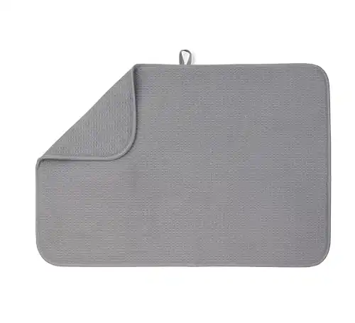 Bellemain XXL Dish Mat 24" x 17" (LARGEST MAT) Microfiber Dish Drying Mat, Super absorbent (Gray)