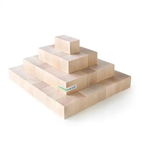 1/2 inch Wood Blocks | Natural Unfinished Craft Wooden Cubes -by CraftpartsDirect.com | Bag of 100