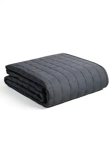 YnM Exclusive 15lbs Weighted Blanket, Smallest Compartments with Glass Beads, Bed Blanket for One Person of 140lbs, Ideal for Twin or Full Bed (48x72 Inches, 15 Pounds, Dark Grey)