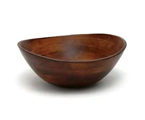 Lipper International Cherry Finished Wavy Rim Serving Bowl for Fruits or Salads, Matte, Large, 13" x 12.5" x 5", Single Bowl