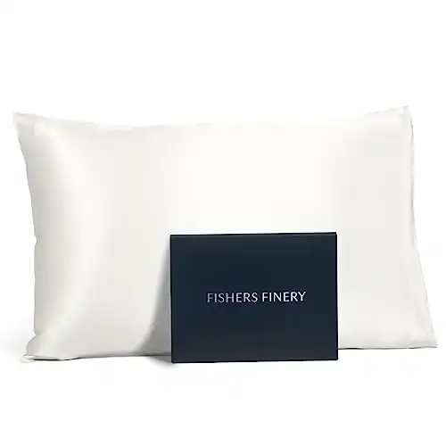Fishers Finery 25mm 100% Pure Mulberry Silk Pillowcase, Good Housekeeping Winner (White, Standard)