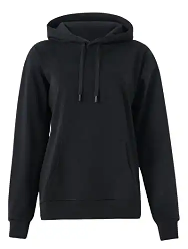 THE GYM PEOPLE Women's Basic Pullover Hoodie Loose fit Ultra Soft Fleece hooded Sweatshirt With Pockets (fleece lined-Black, Small)